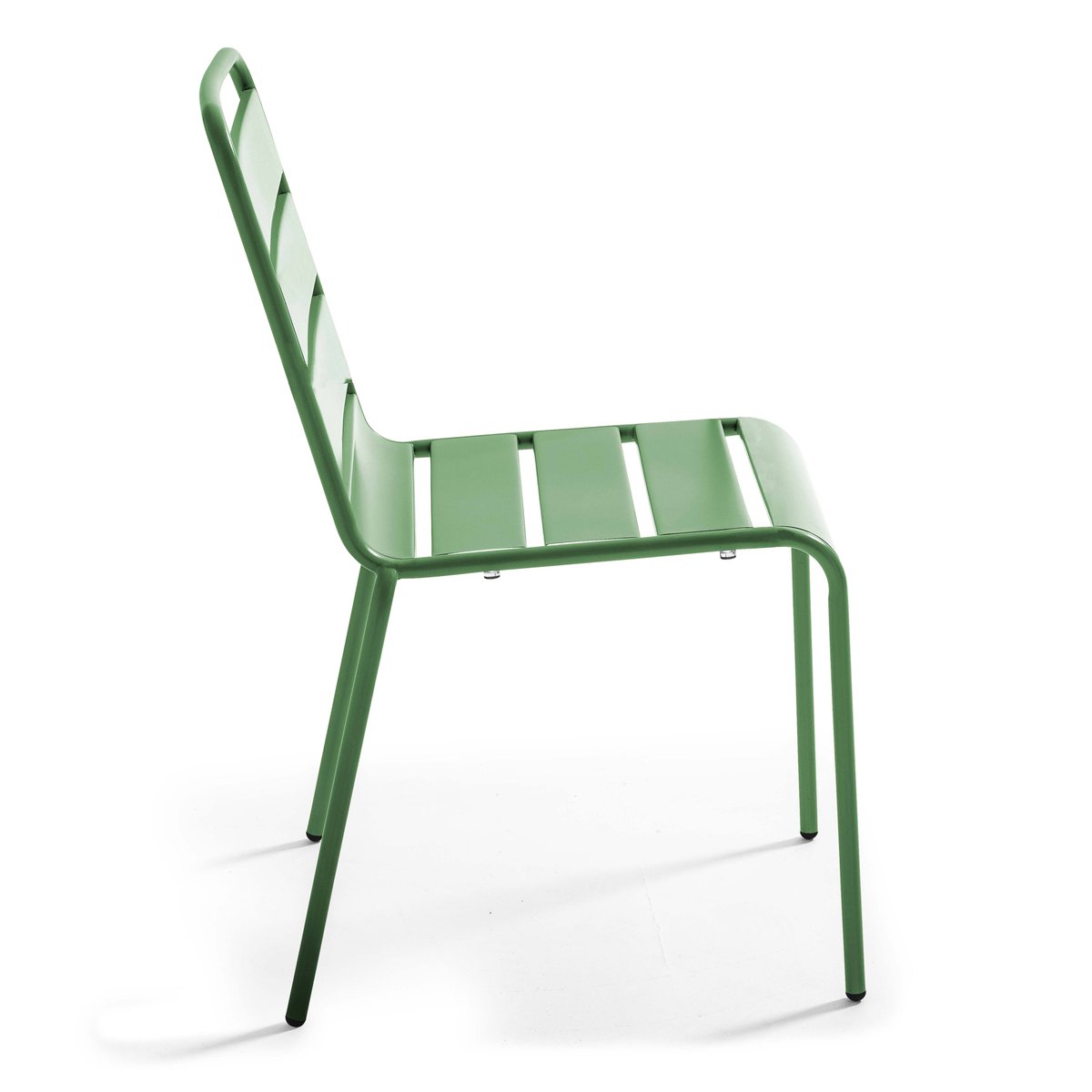 Table de jardin bistrot carrée inclinable en métal 70x70 cm et 2 chaises, PALAVAS vert cactus, OVIALA