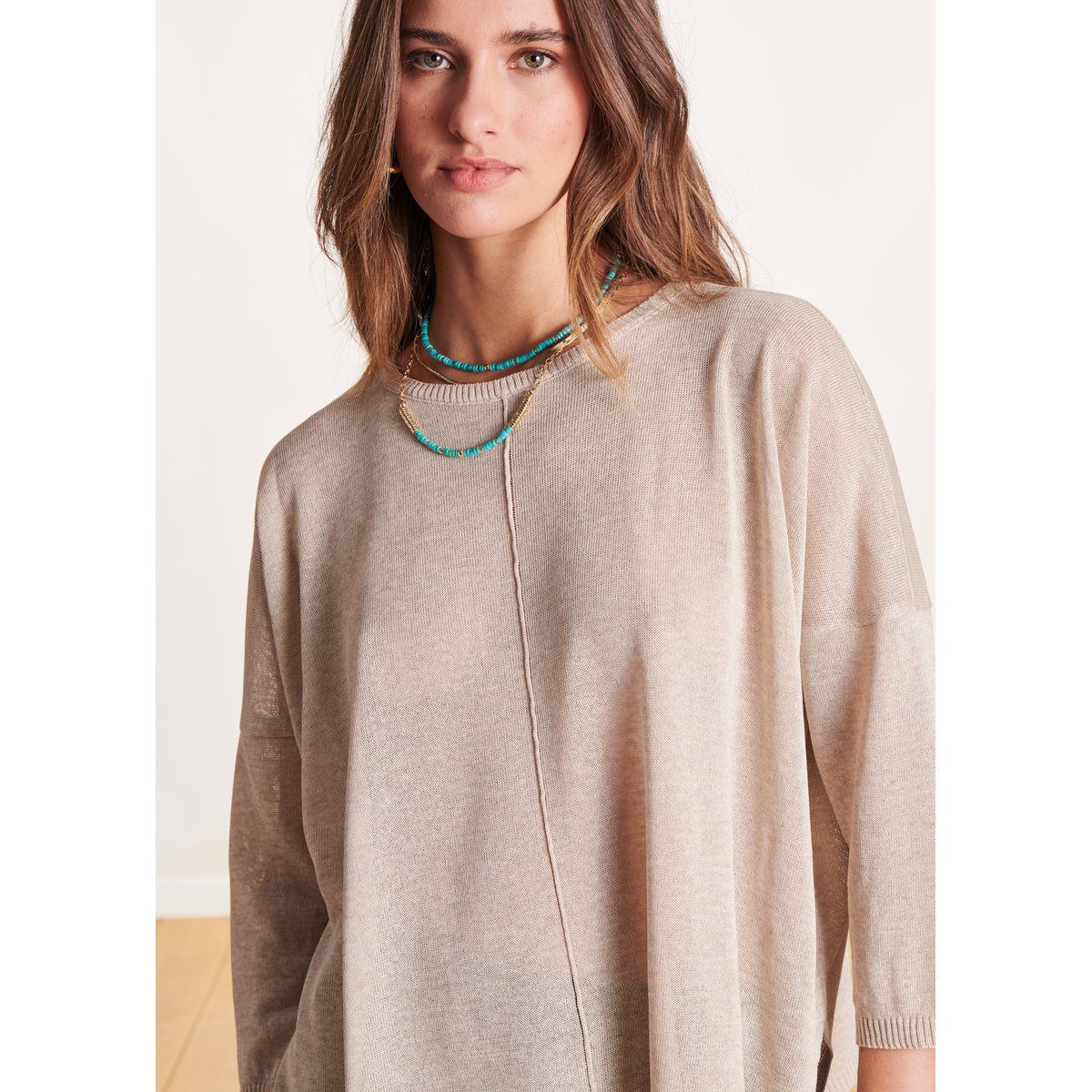 Pull manches 3/4 oversize dore, LA FEE MARABOUTEE