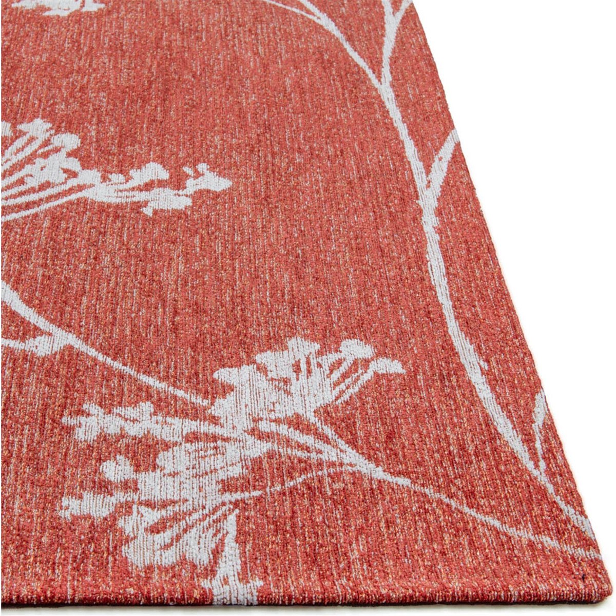Tapis intérieur extérieur, PARSLEY rouge brique à motif blanc, RECOLLECTION