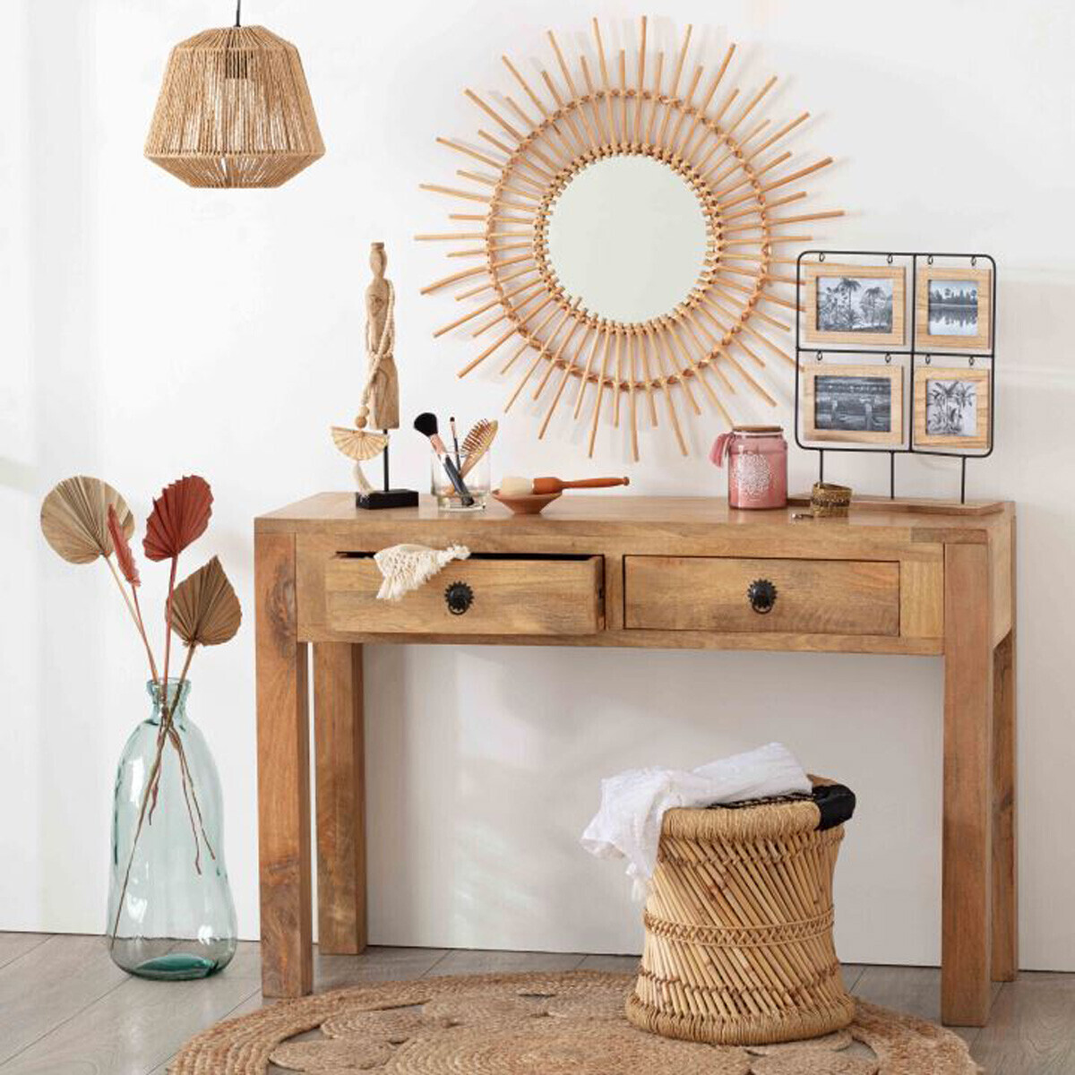 Suspension corde tressée JILY beige, ATMOSPHERA