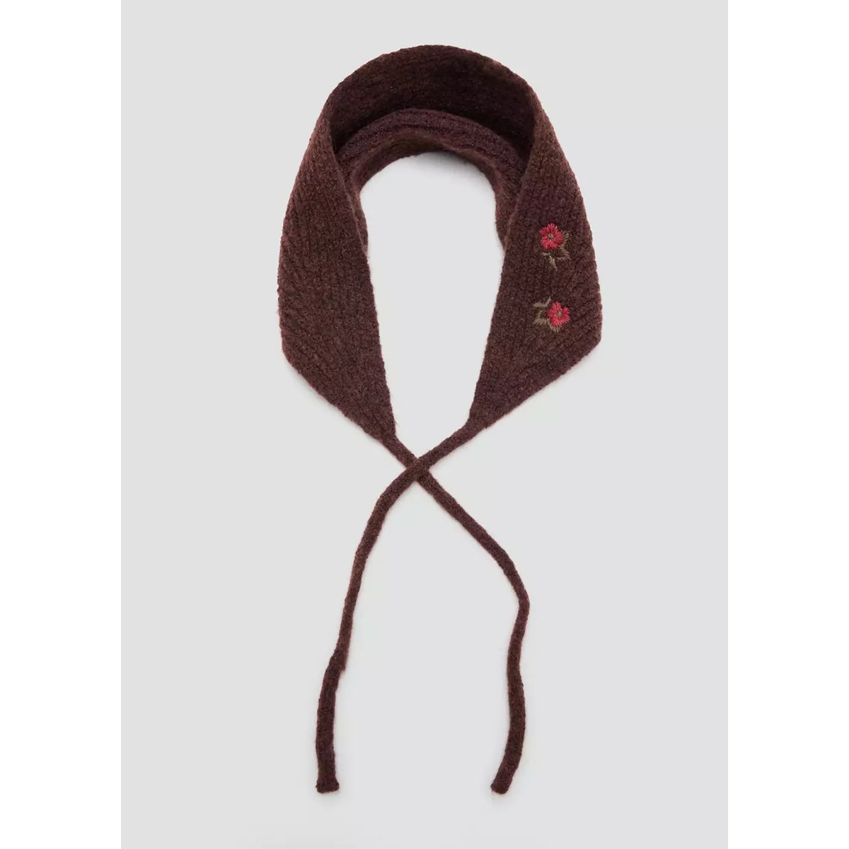 Bonnet en tricot avec fleurs brodées chocolat, MANGO KIDS