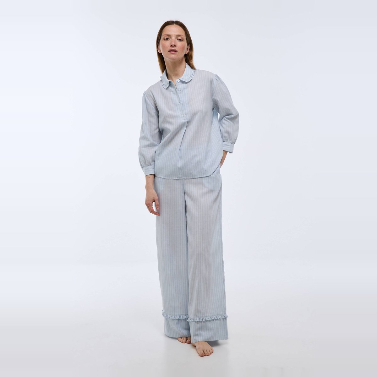 Pantalon rayé en coton bio GOTS serenite, MONOPRIX