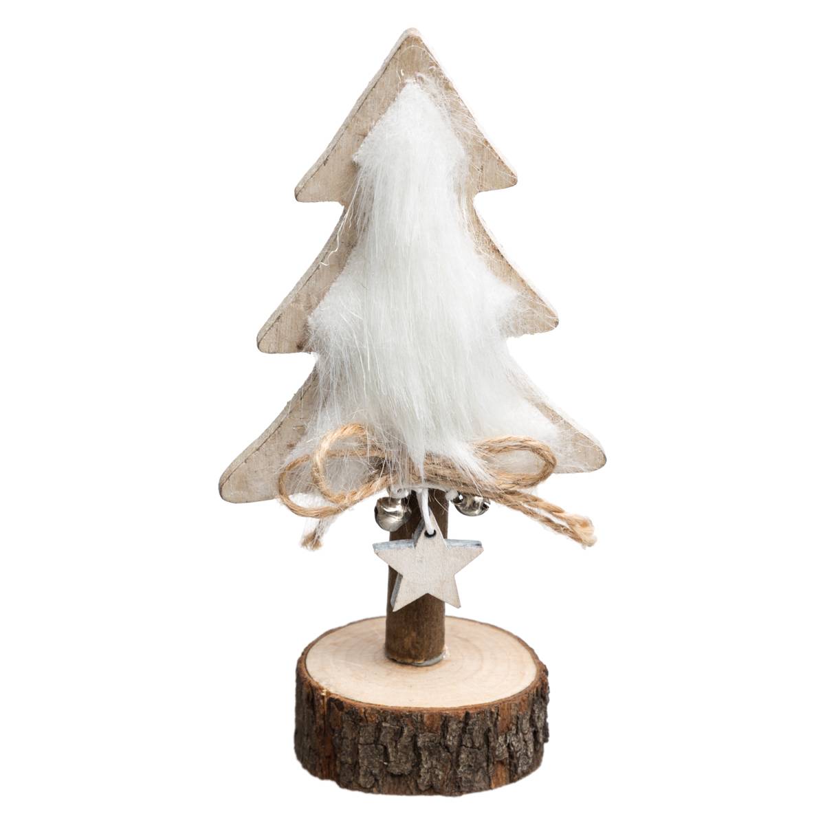 Décoration Sapin Bois  imitation fourrure blanc, ATMOSPHERA