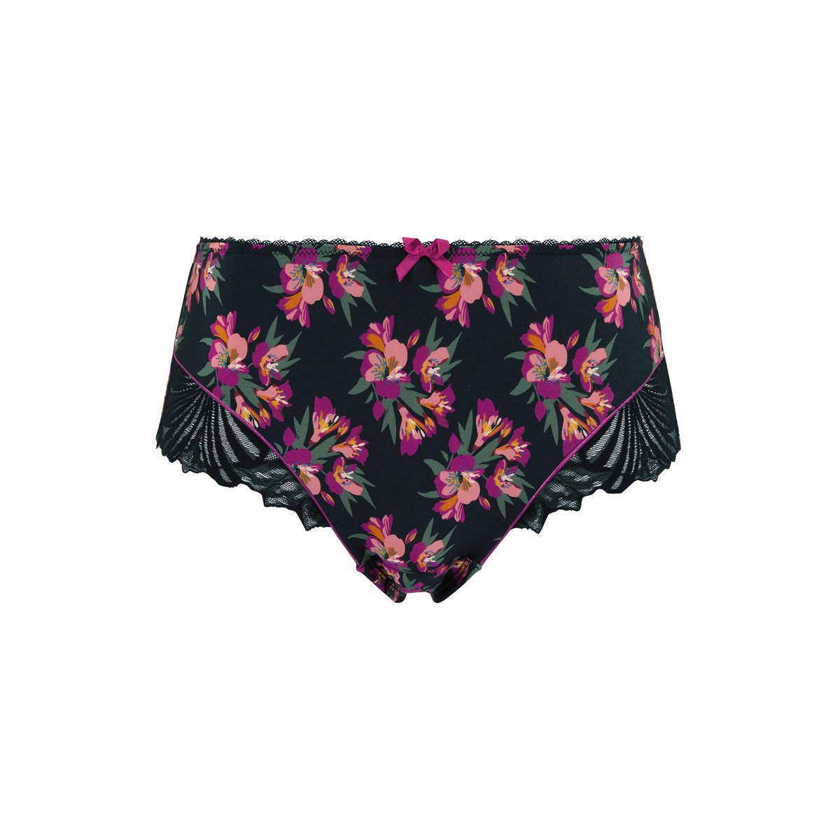 Shorty ORIANE bouquets blanc / vert, SANS COMPLEXE