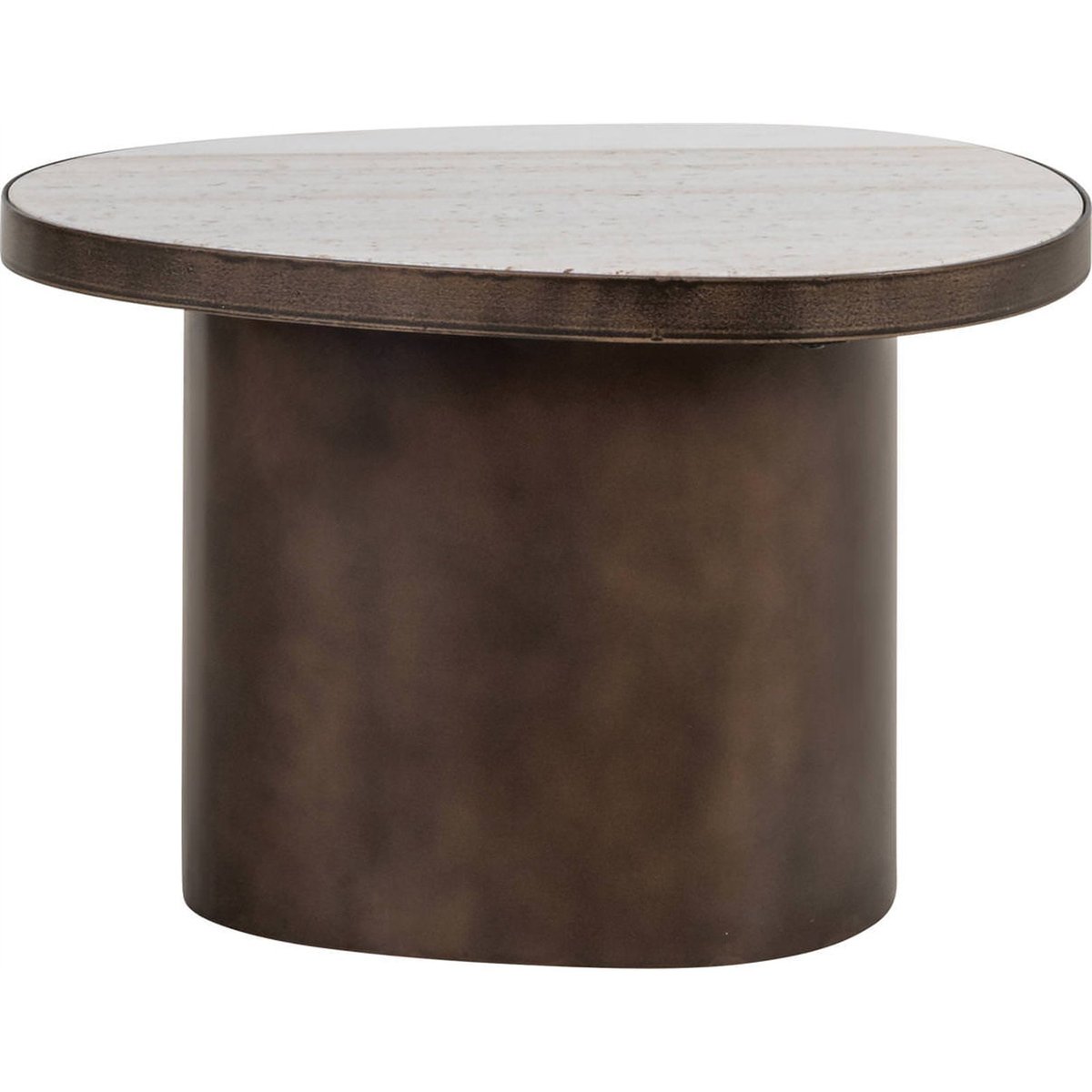 Table d'appoint ovale en marbre marron et marbre clair, RECOLLECTION