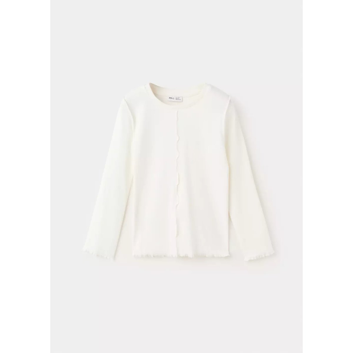 T-shirt côtelé manches longues blanc cassé, MANGO BABY