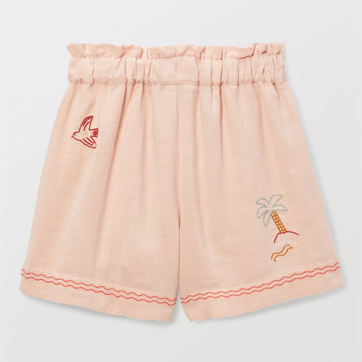 Short brodé en coton gambas, MONOPRIX