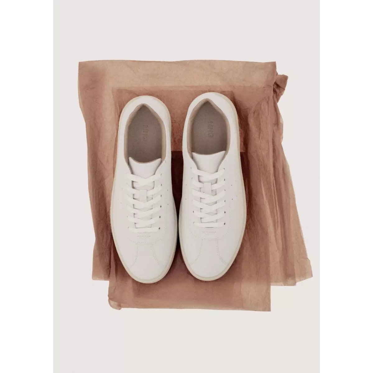 Tennis empiècements cuir blanc, MANGO MAN