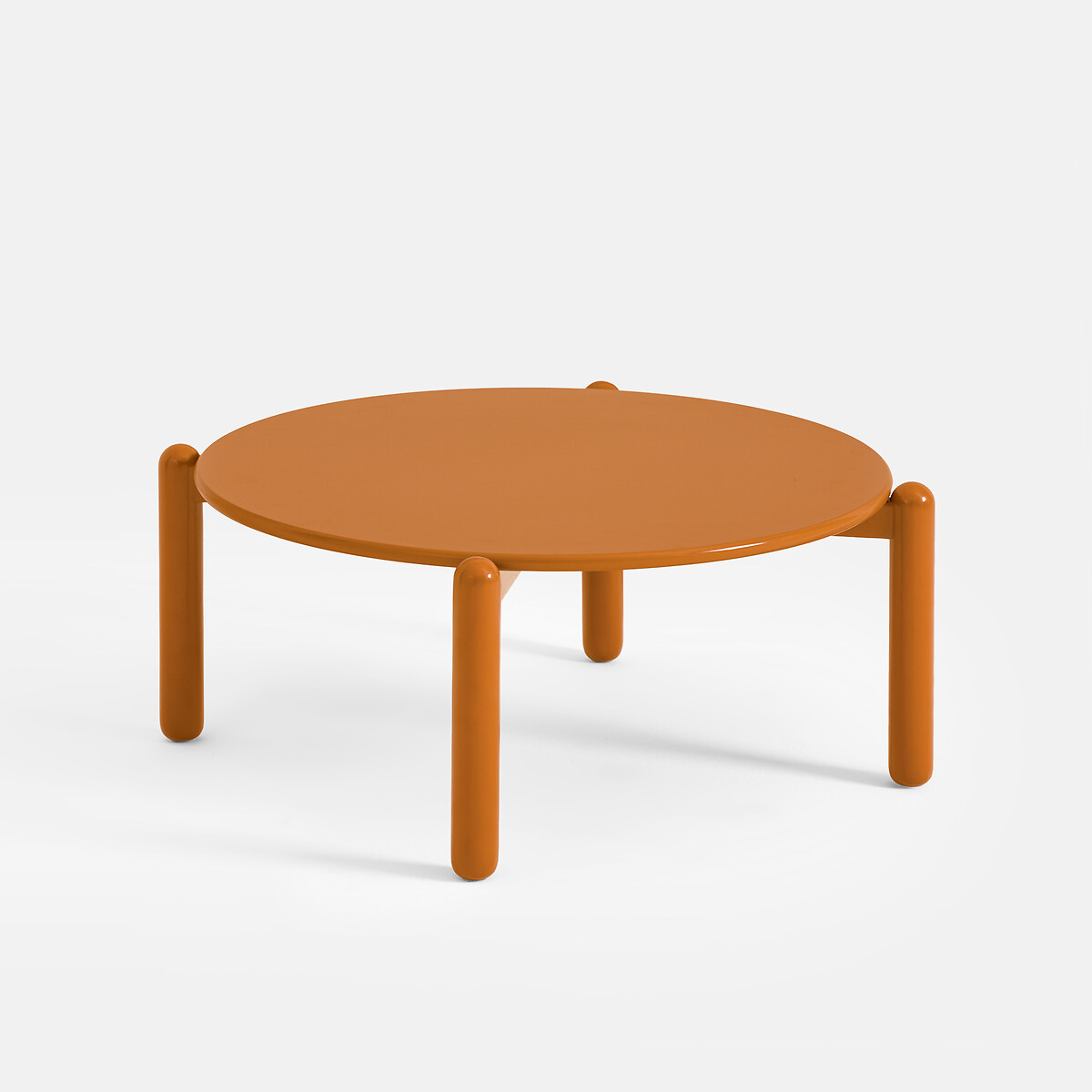 Tavolino rotondo, in faggio massiccio e impiallacciato rovere, diametro 74 cm, COLOQUO bronzo, LA REDOUTE INTERIEURS