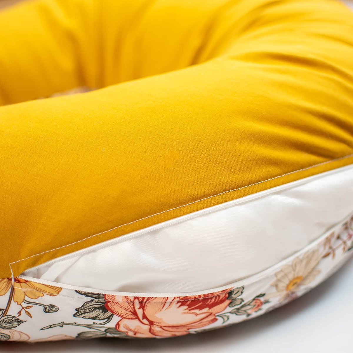 Coussin de maternité et d'allaitement + housse NÉO VINTAGE néo vintage imprimé floral, beige, blanc, SEVIRA KIDS