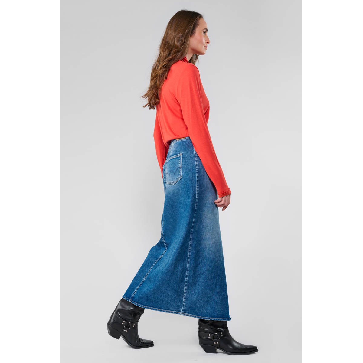 Jupe droite en jeans RAPHI blue, LE TEMPS DES CERISES