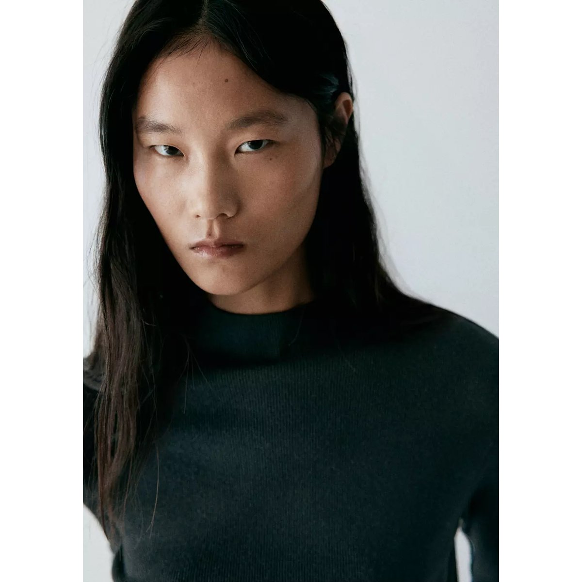 Pull-over maille col montant noir, MANGO