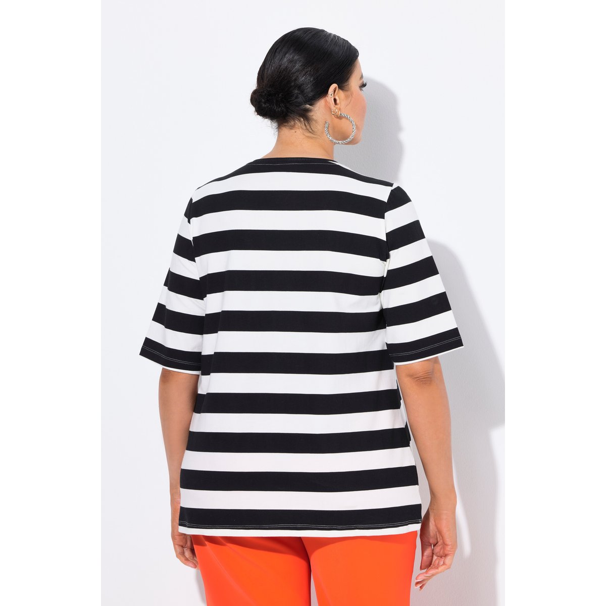 T-shirt rayé avec poches noir, ULLA POPKEN