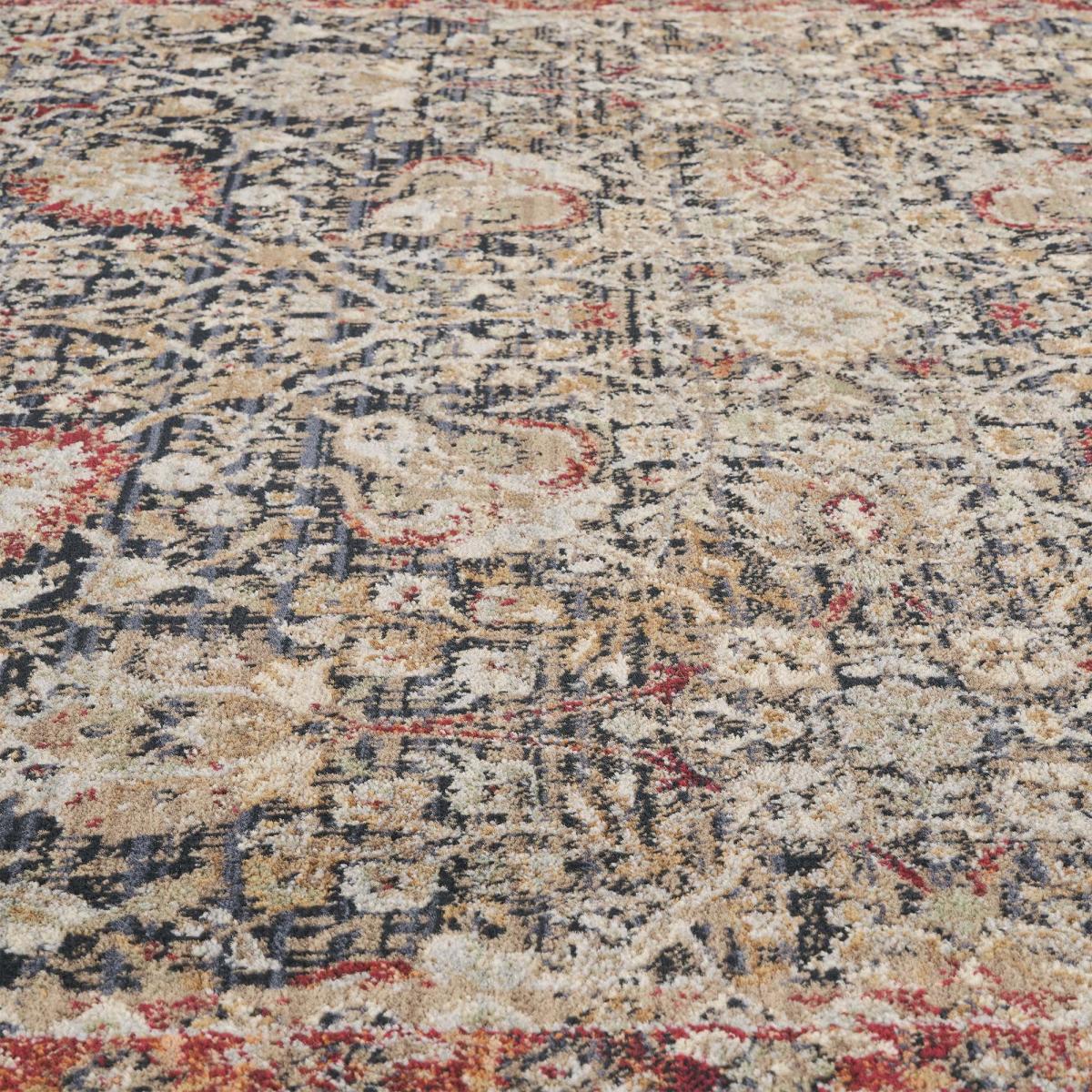 Tapis d'orient, motif oriental authentique tissé, LYN52 TABRIZA bleu, beige, rouge, UN AMOUR DE TAPIS
