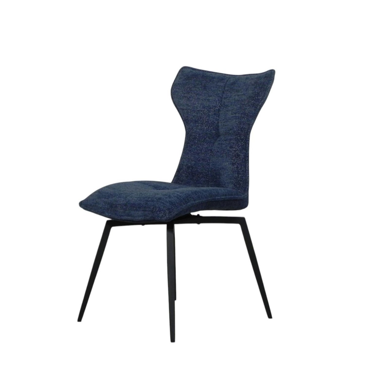 Chaise bleue pivotante en velours avec passepoil (lot de 2) LOMBARDIE bleu, PIER IMPORT