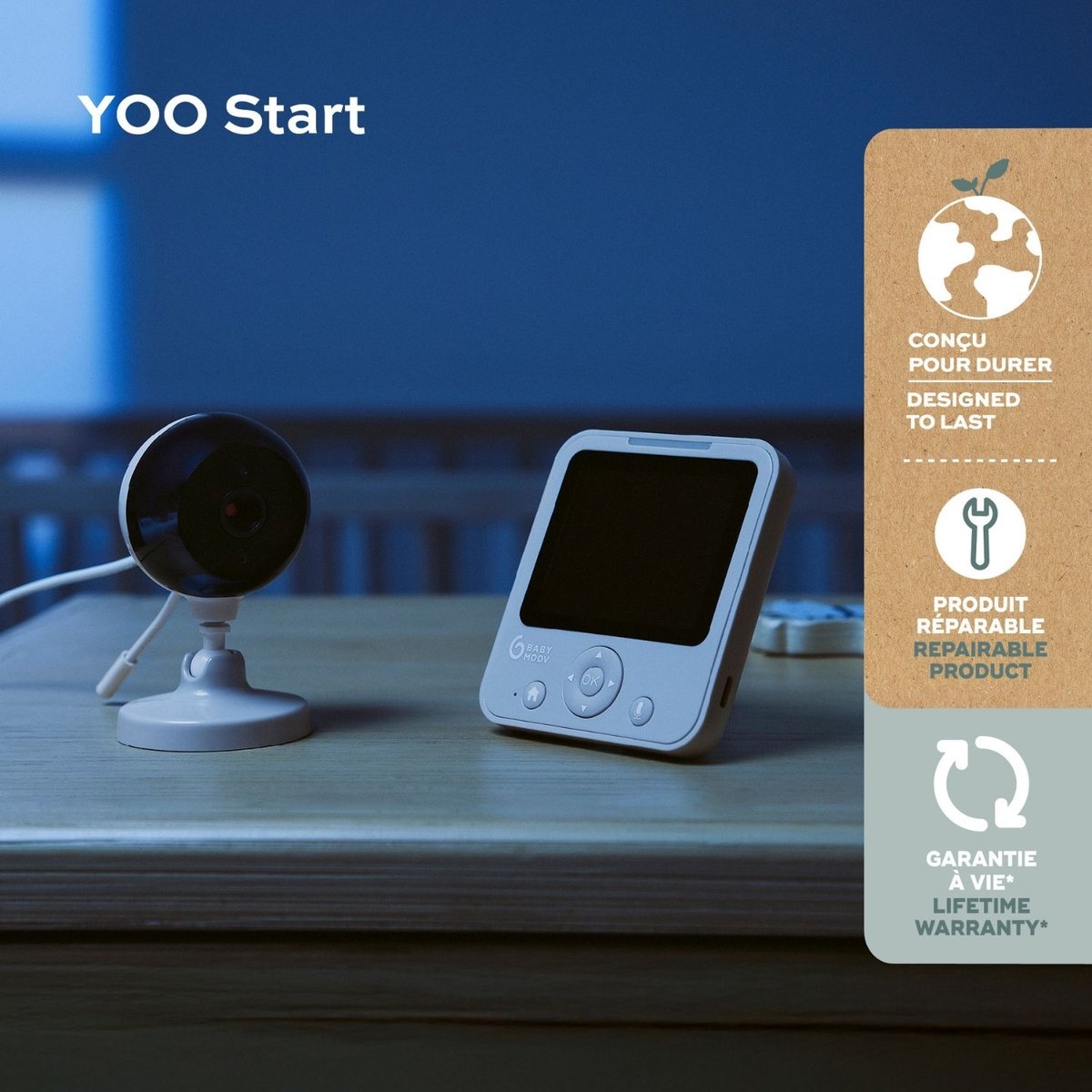 Babyphone caméra compact Yoo Start gris clair, BABYMOOV