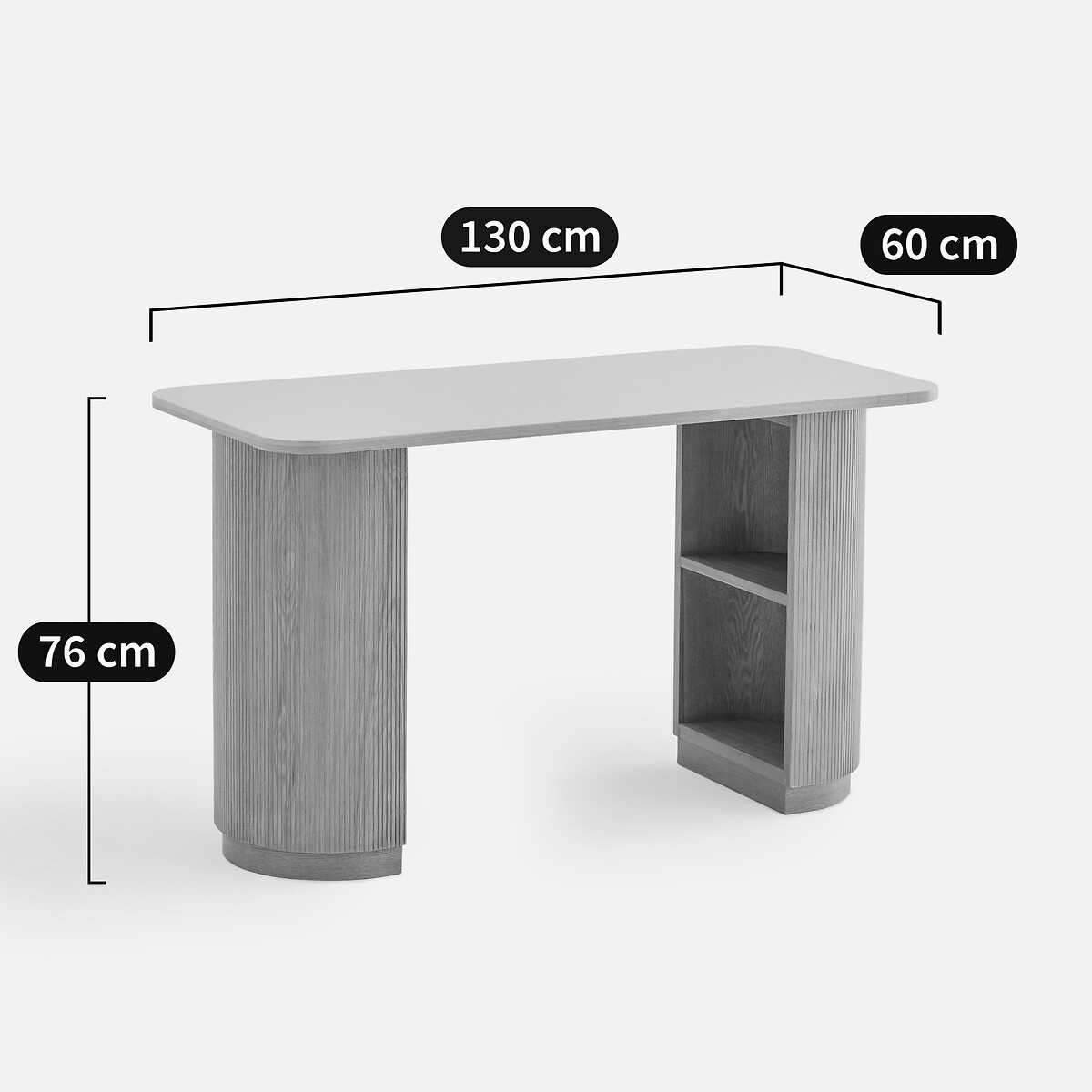 Bureau avec rangements, pieds cannelés, FRATTI chene/beige, LA REDOUTE INTERIEURS