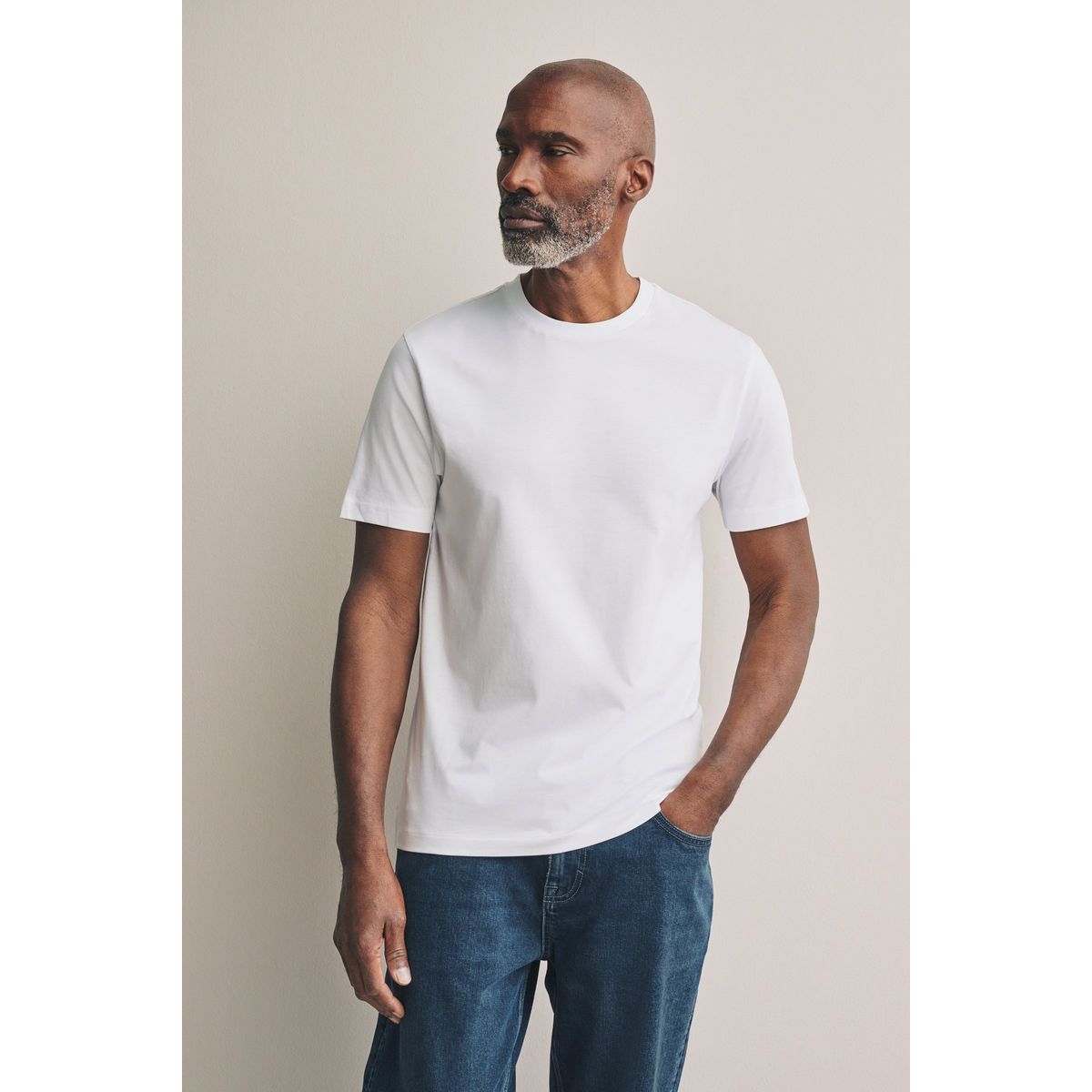 T-shirt ras du cou lot de 3 blanc/marine/pierre, NEXT