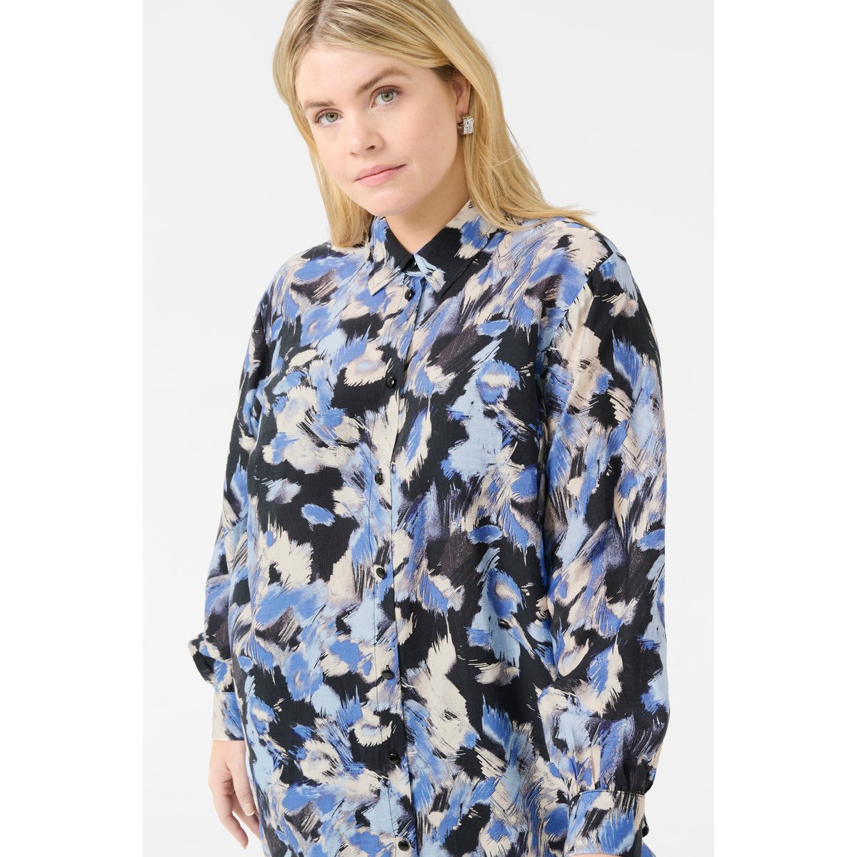 Dress noir/bleu graphic strokes, KAFFE CURVE
