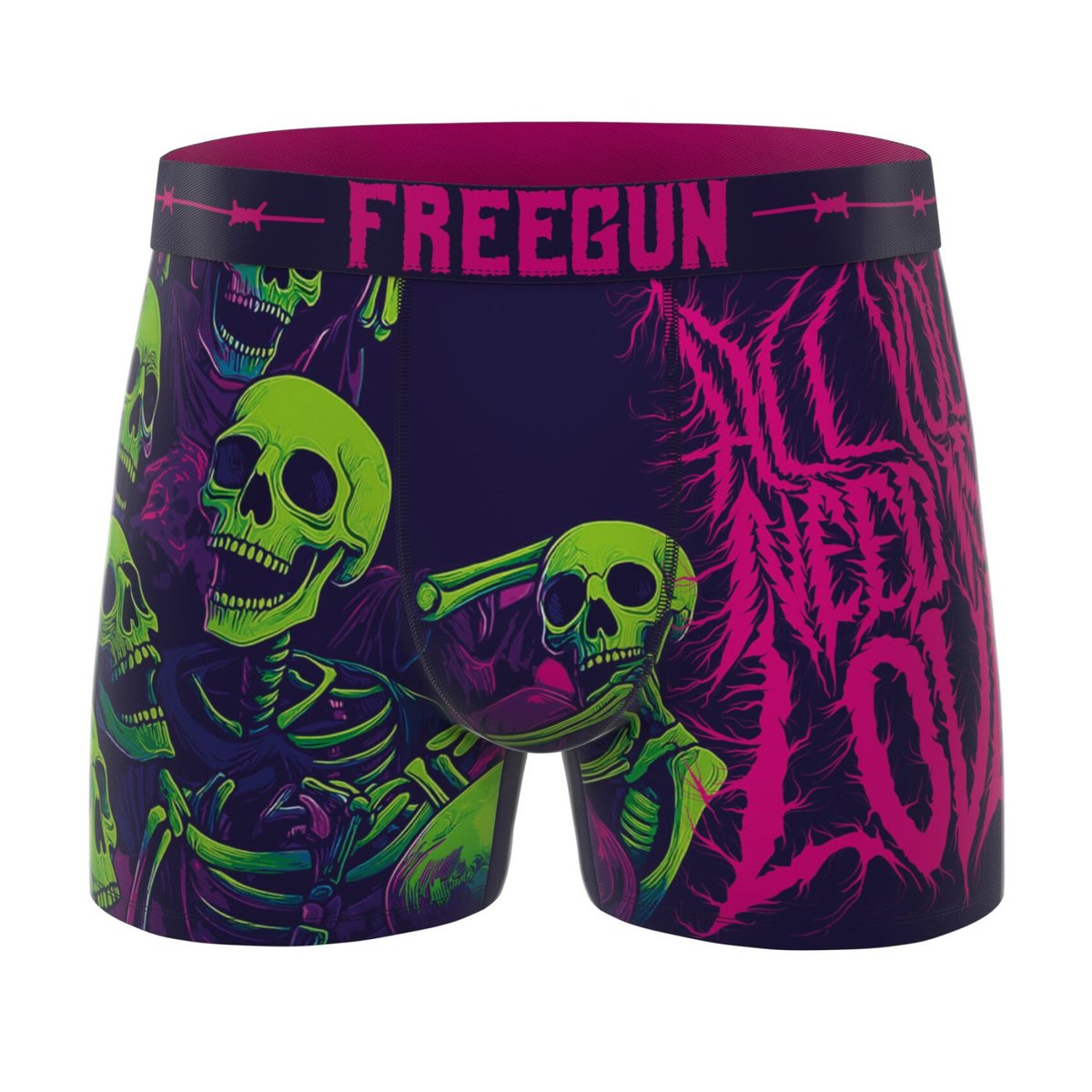 Lot De 4 Boxers Microfibre noir/rouge/violet/vert/blanc, FREEGUN