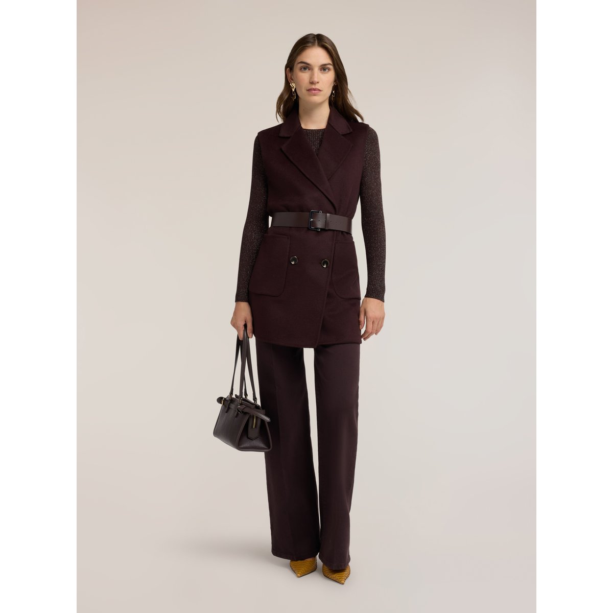 Gilet ceinturé marron, MOTIVI