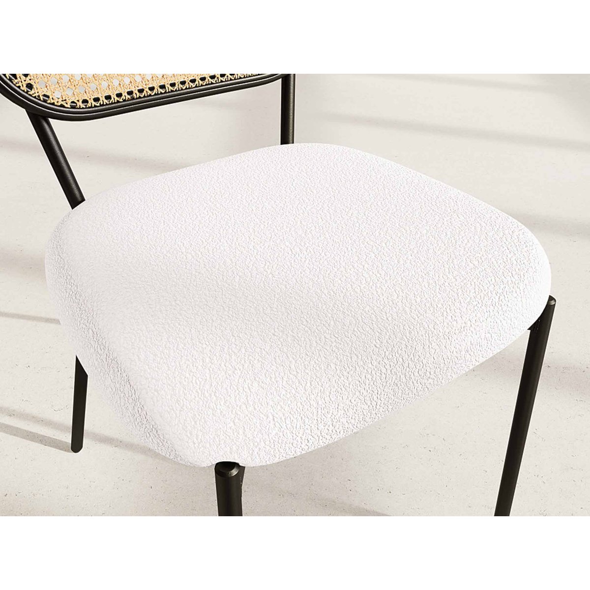 Lot de 2 chaises cannage tissu bouclette, LUCIANO beige, BEST MOBILIER