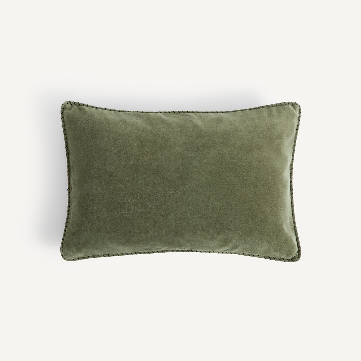 Housse de coussin velours de coton lavé, Parma vert mousse, AM.PM