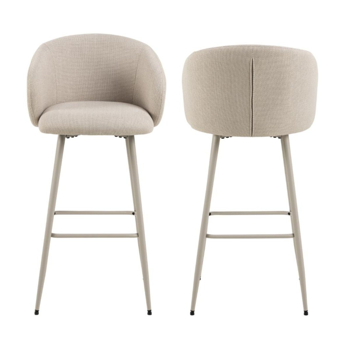 Tabourets de bar avec accoudoirs en tissu beige (lot de 2) - BLAIR beige, HELLIN, DEPUIS 1862