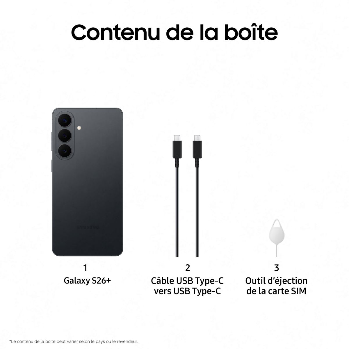 Smartphone Galaxy S26+ 5G 256Go Noir couleur unique, SAMSUNG