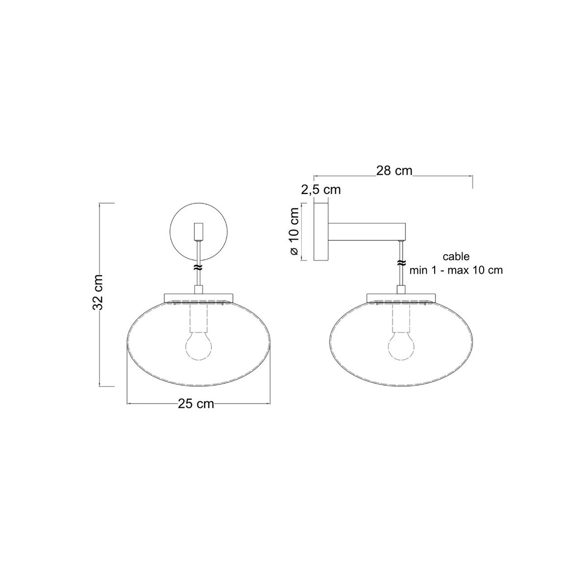 Applique bulle verre transparent - MILENZO transparent et doré, KOSILUM
