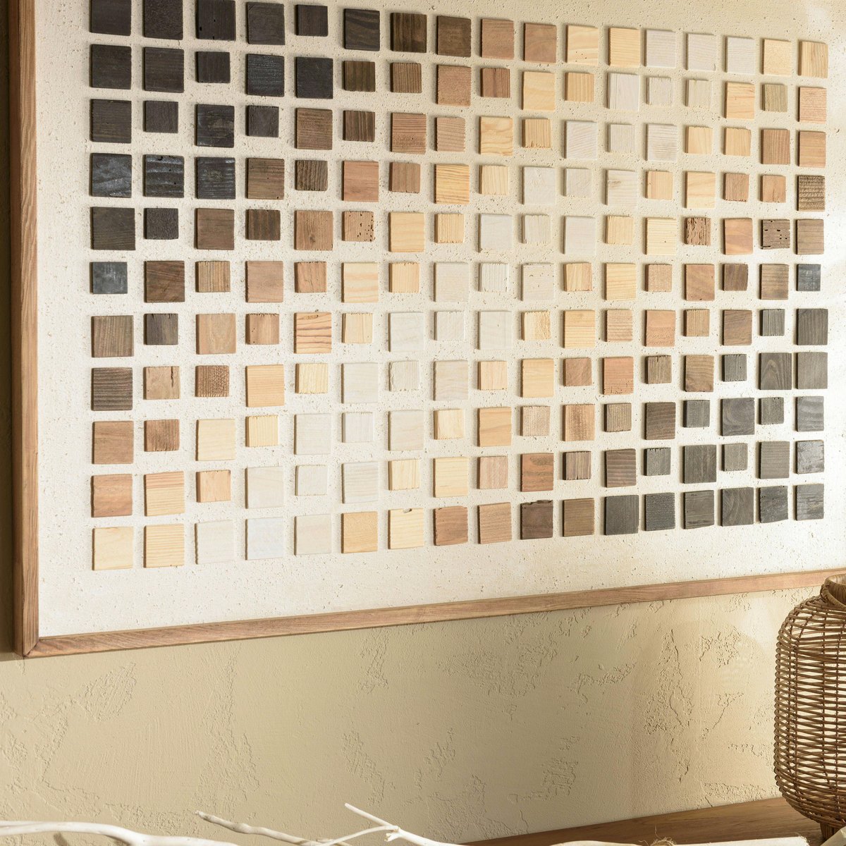 Décoration murale dégradé de mosaïques sur tissu 122 x 82 cm DENVER bois naturel, PIER IMPORT