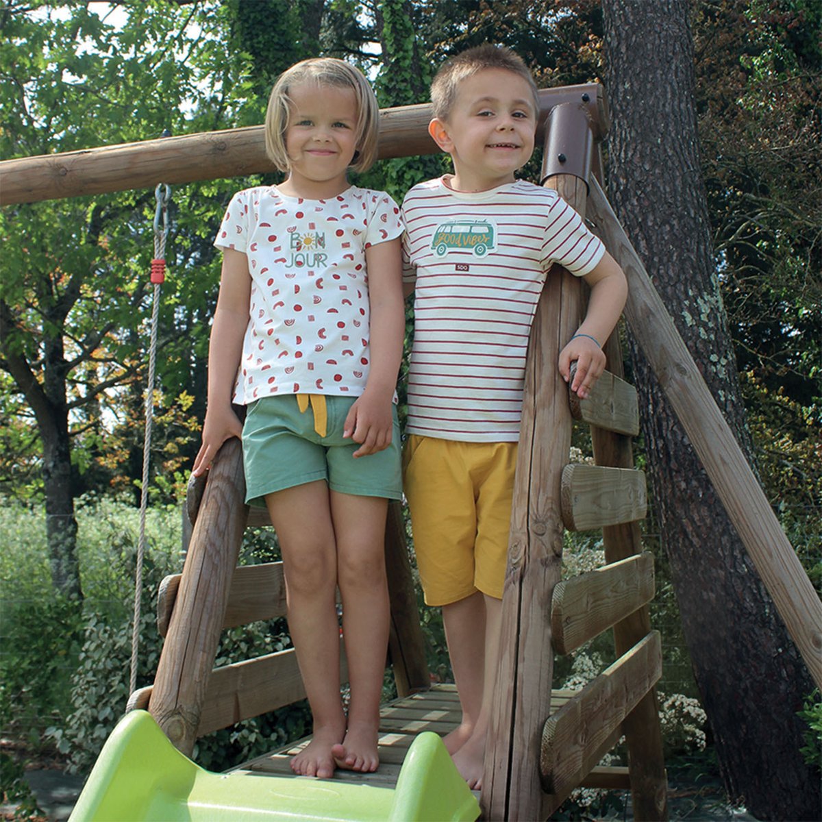Short lalou twill enfant vert, SUCRE D'ORGE