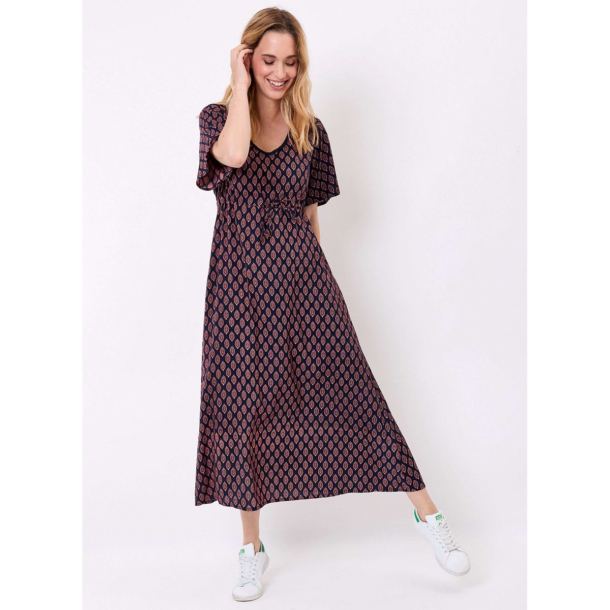 Robe longue imprimée fluide PEARLY bleu ajay, LA FIANCÉE