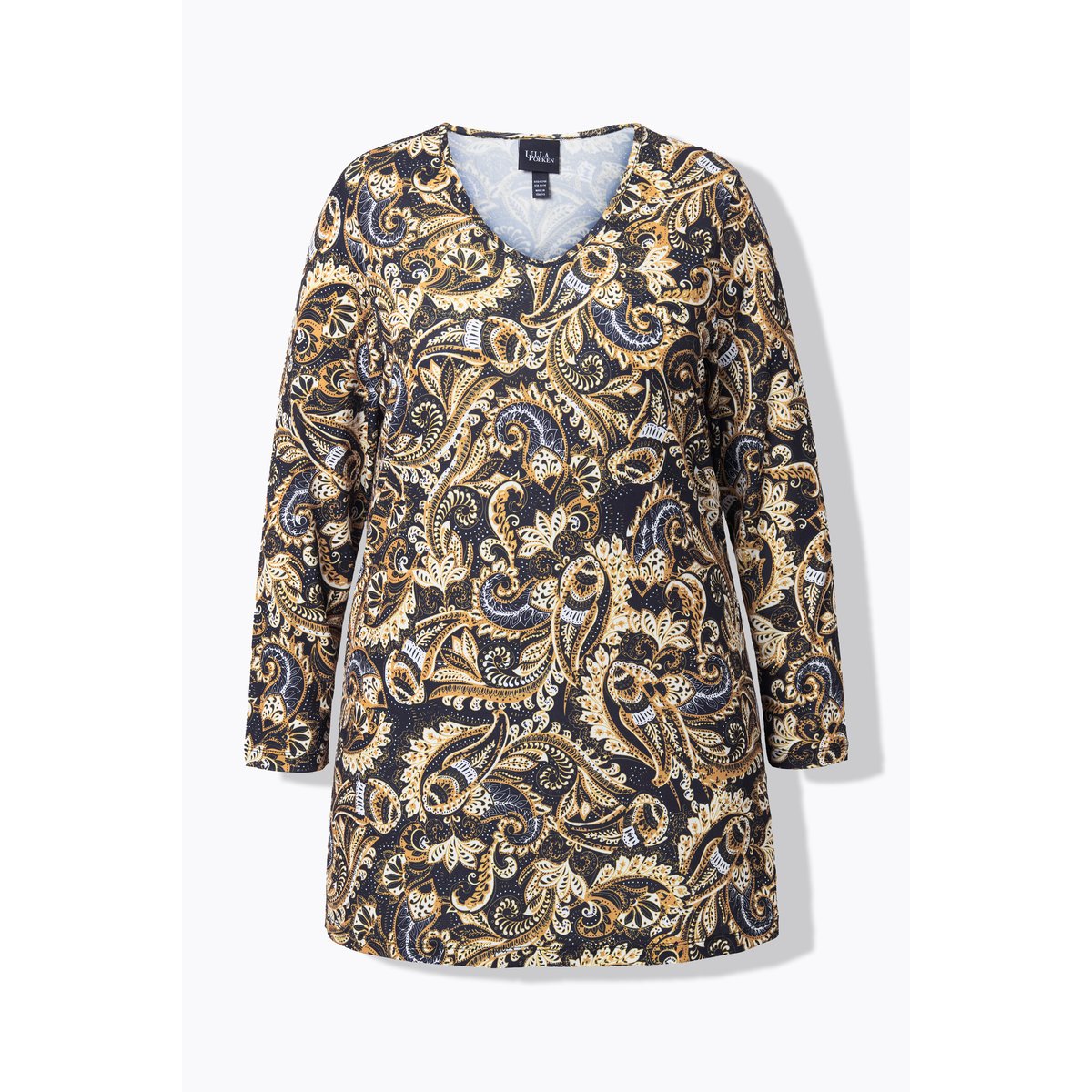 T-shirt long motif cachemire noir, ULLA POPKEN