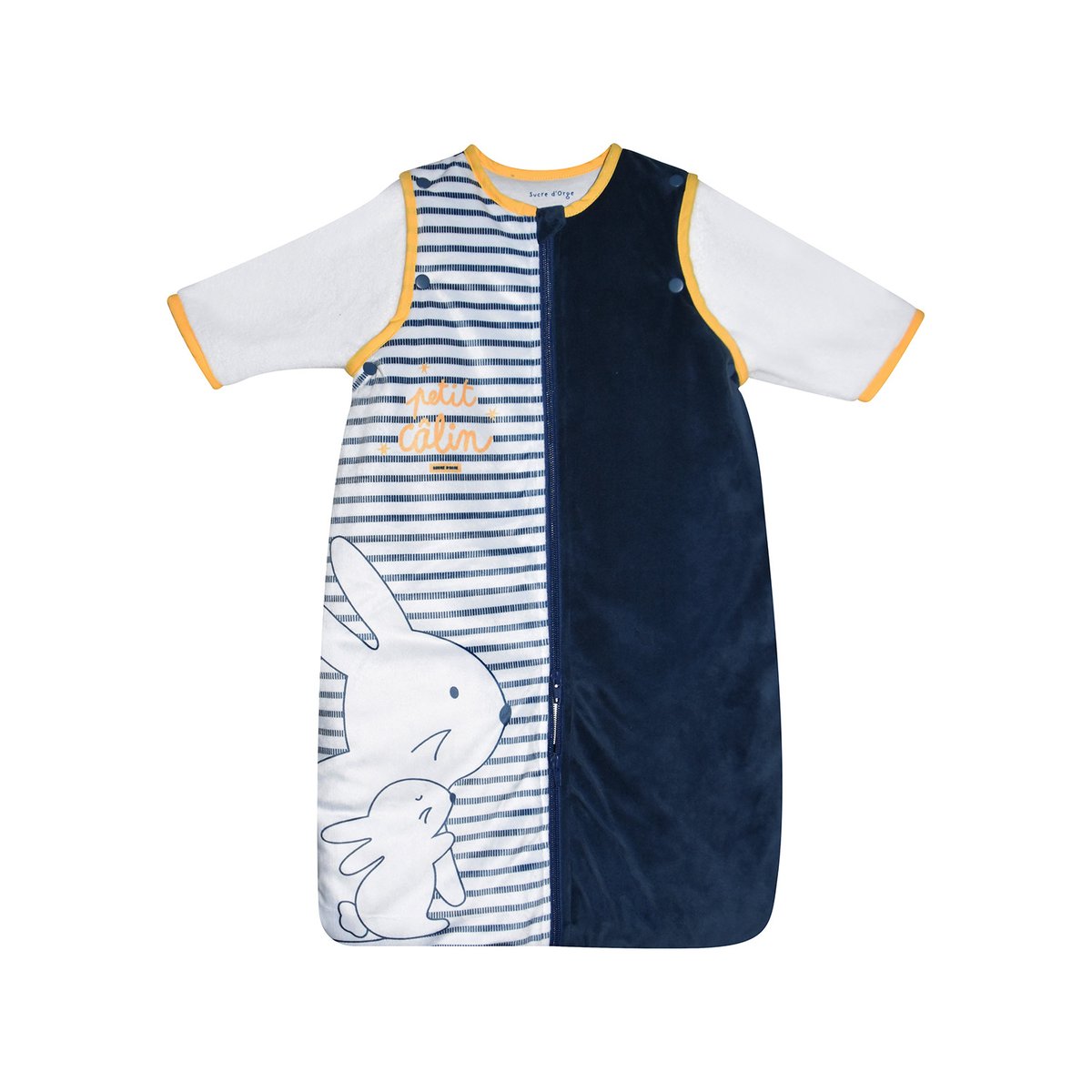 Gigoteuse 0/6m idir velours doux manches amovibles securite auto bleu, SUCRE D'ORGE