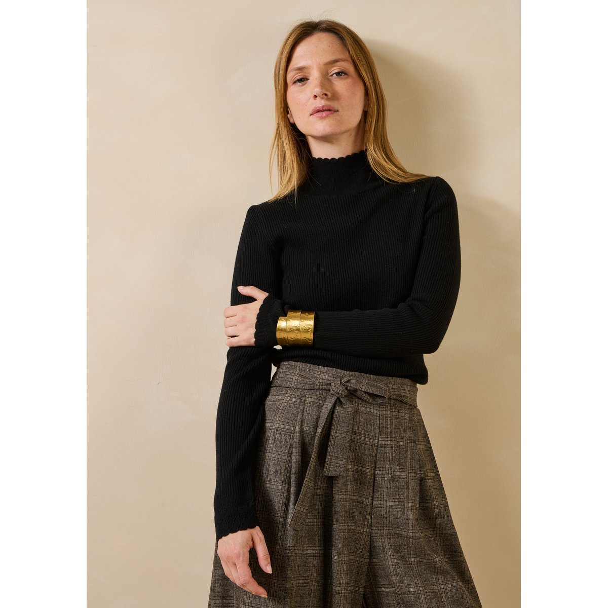 Bracelet jonc métal texturé light gold, LA FEE MARABOUTEE