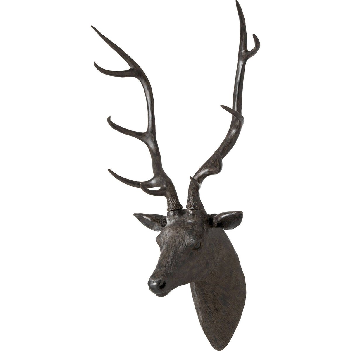 Tête de cerf murale en résine noir, RECOLLECTION