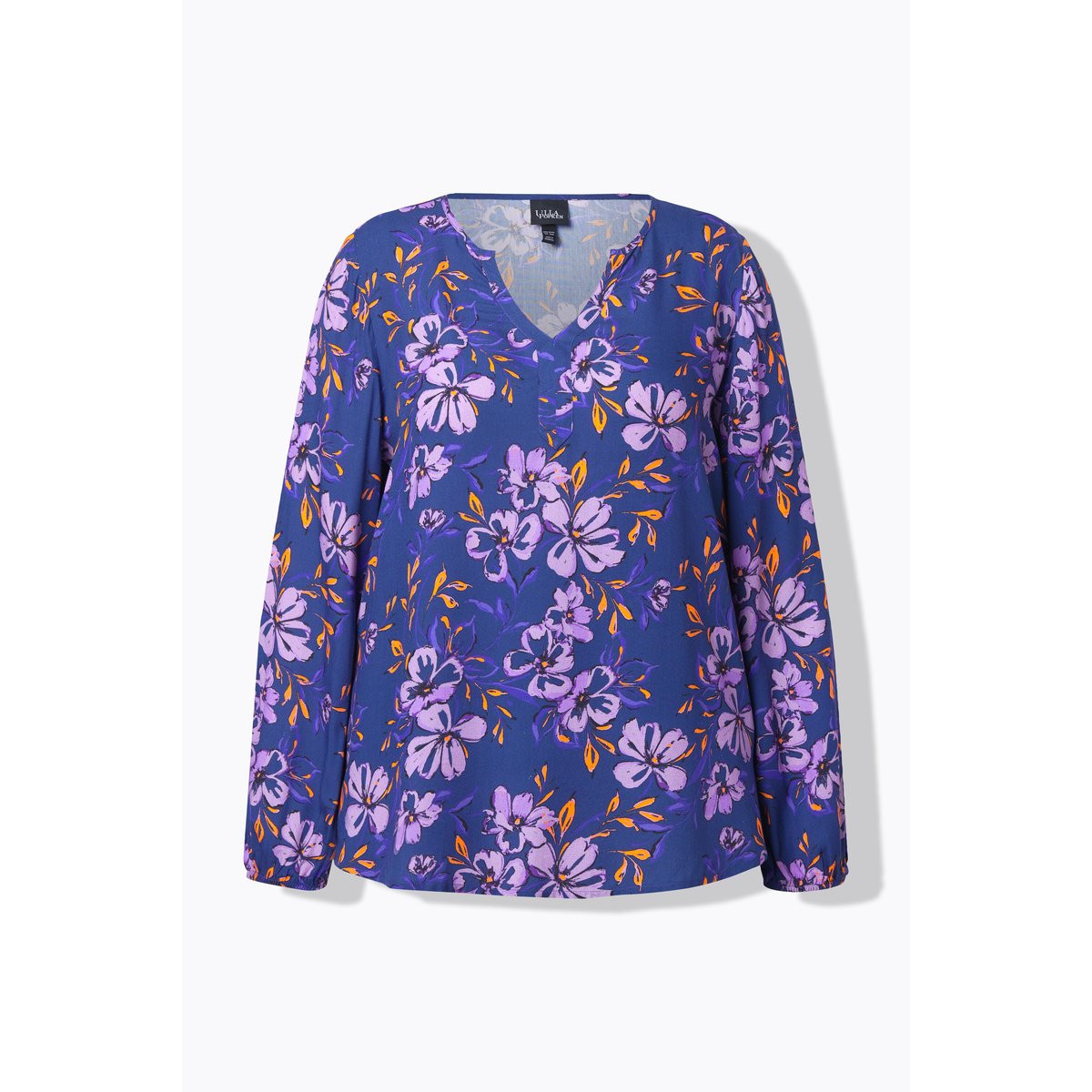Blouse à fleurs, coupe évasée bleu foncé, ULLA POPKEN
