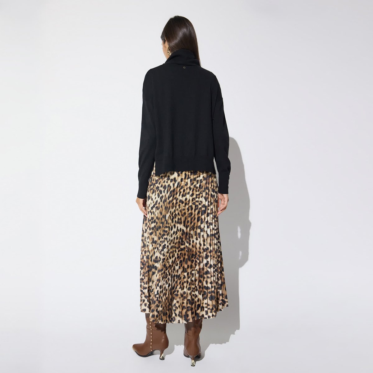 Robe combinée jupe plissée motif léopard léopard, LOLA CASADEMUNT