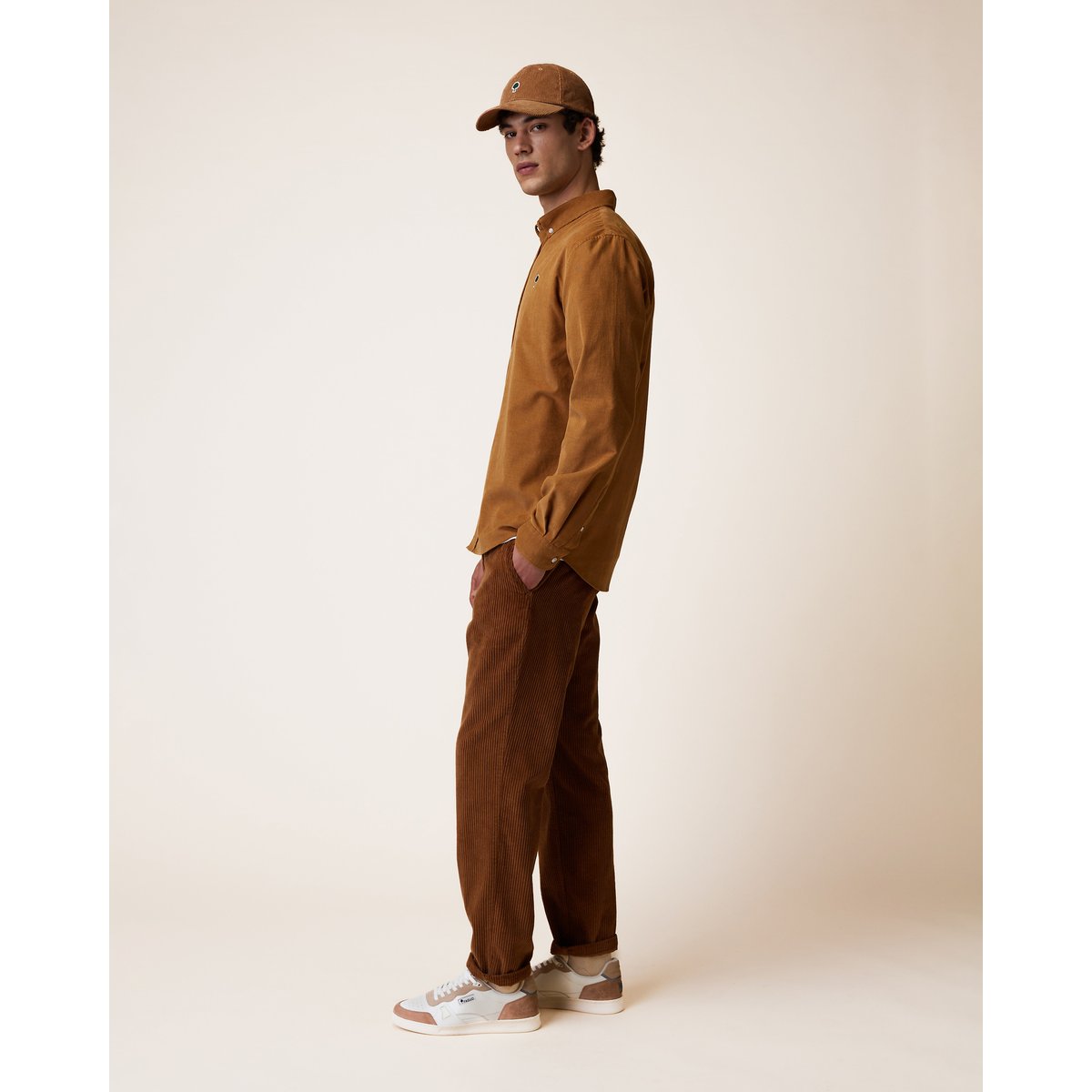 Chemise en velours côtelé camel, FAGUO