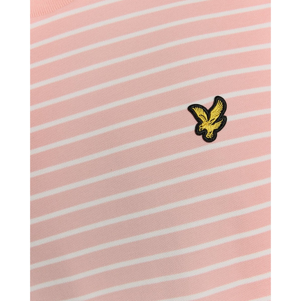 T-shirt en piqué à rayures bretonnes rose pamplemousse/ blanc, LYLE & SCOTT