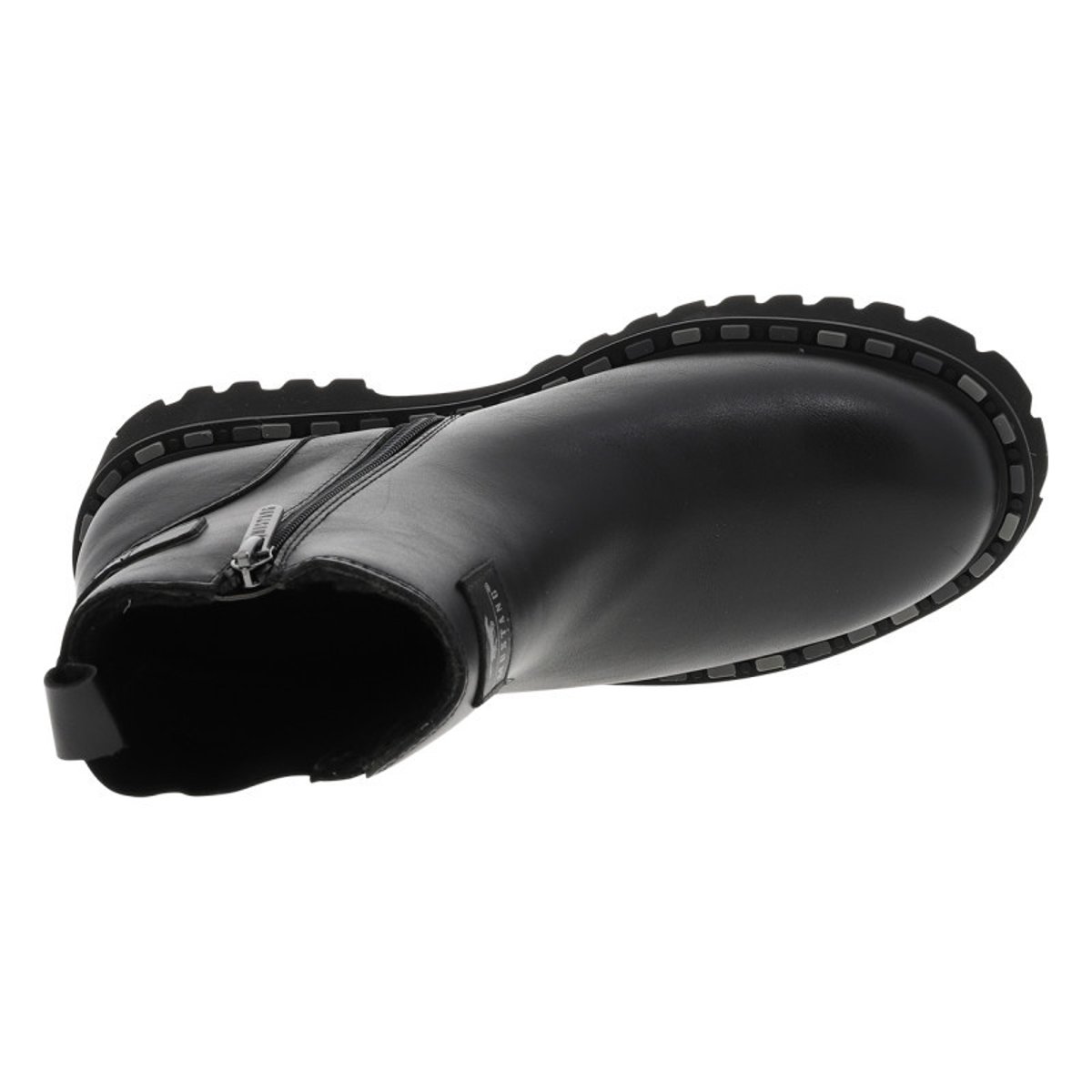Bottines noires à talon décroché bas avec un zip et un soufflet élastiqué noires, MUSTANG