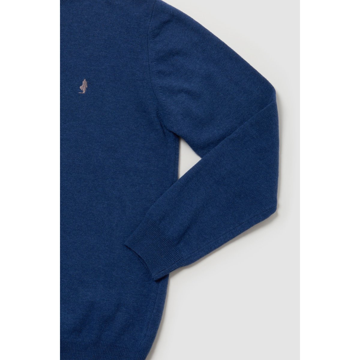 Pull col rond en laine bleu foncé, MCS
