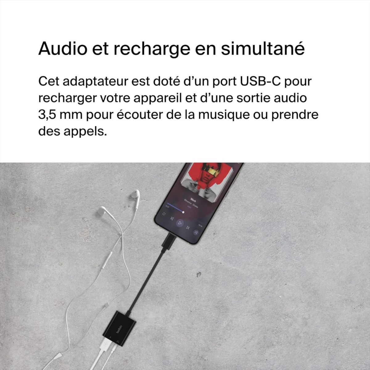 Adaptateur USB C USB-C + Jack Audio couleur unique, BELKIN