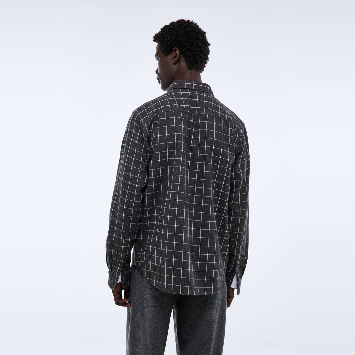 Chemise en flanelle à carreaux en coton BIO GOTS gris fonce anthracite, MONOPRIX