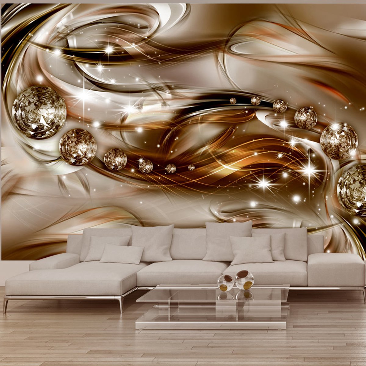 Papier peint intissé panoramique Abstractions Chocolate Tide blanc, EDEN