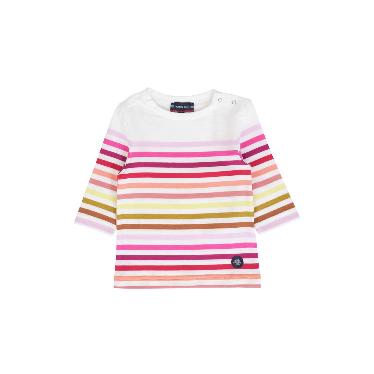 Marinière multicolore en coton léger BABY multico kerema milk, ARMOR-LUX