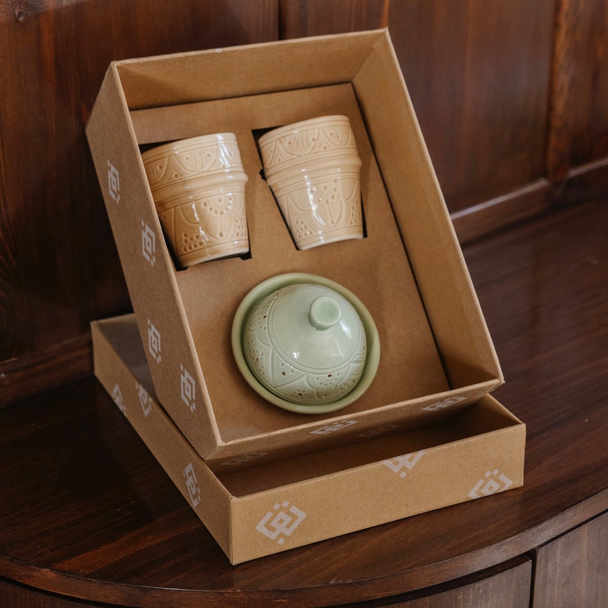 Lot de 2 tasses beldi et sucrier EMPREINTE multicouleur, CHABI CHIC