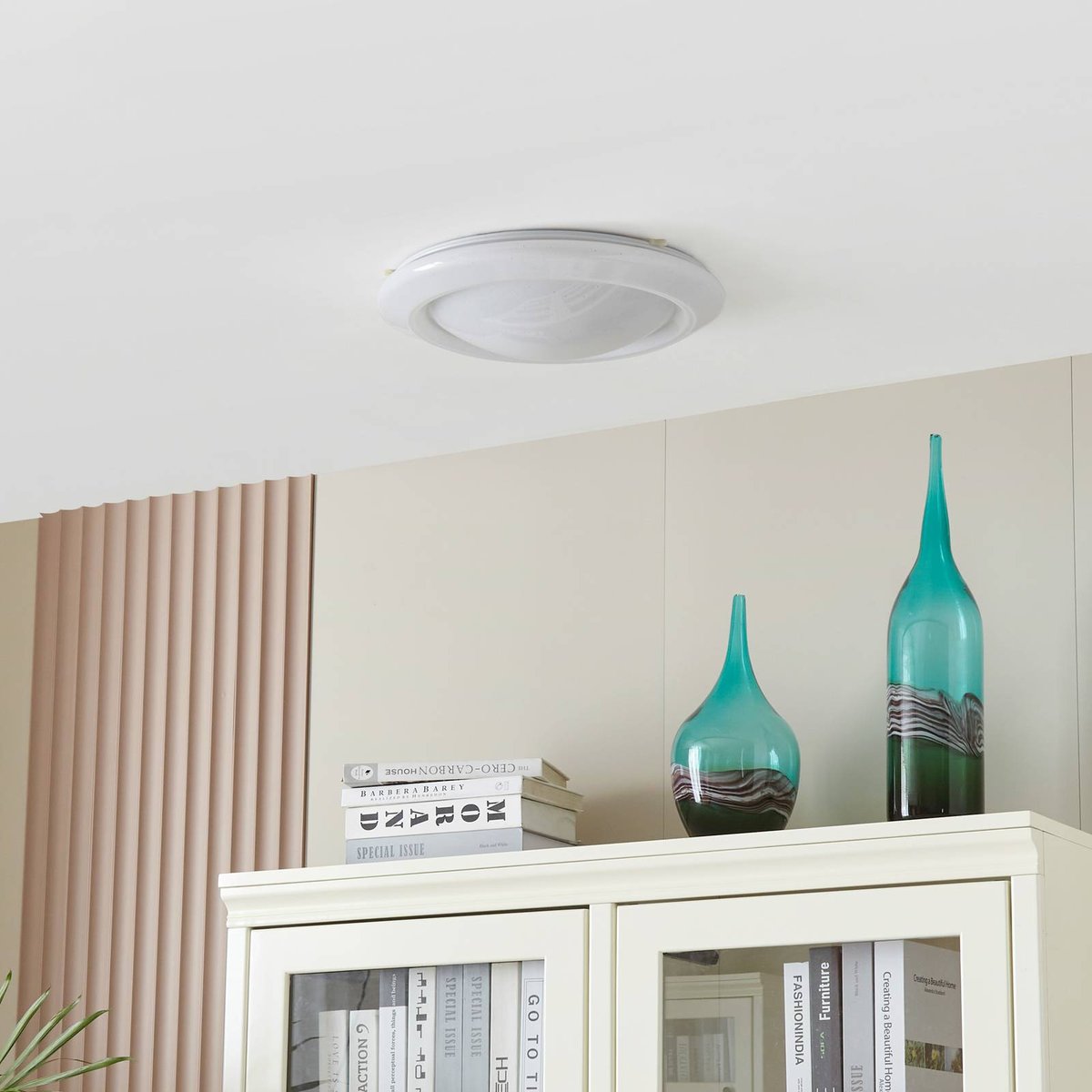 Plafonnier moderneLED, Thejesa blanc, LINDBY