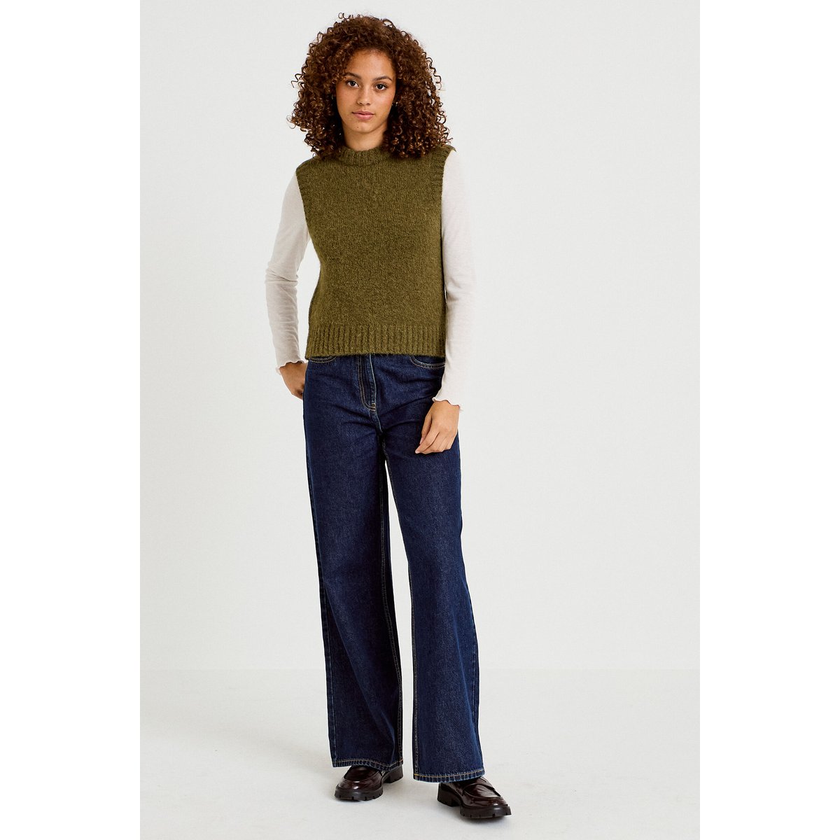 Pull sans manches vert kaki, CACHE CACHE